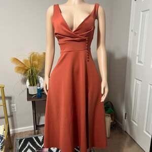 ASOS Design Burnt Orange V-Neck Midi Dress